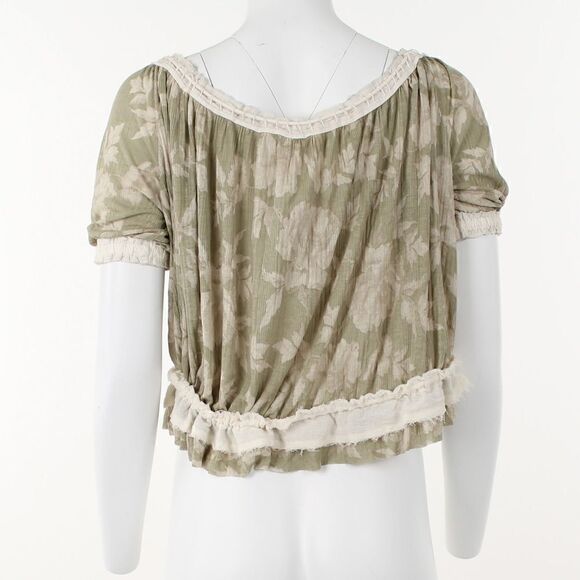 Free People Women's Perfect Day Ribbed Ruffle Top  Poppy Combo - Picture 4 of 5